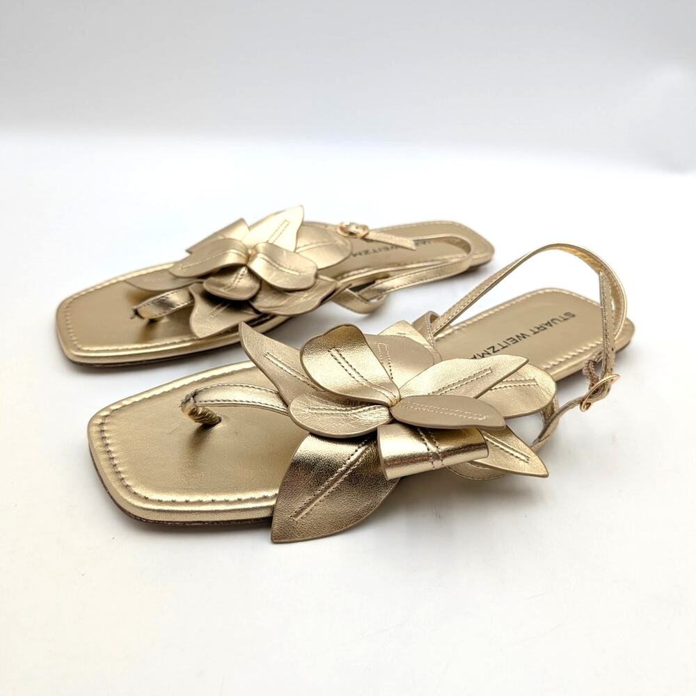 Stuart Weitzman Paradise Ankle Strap Sandals Liquid Metallic Size US10B EU40.5